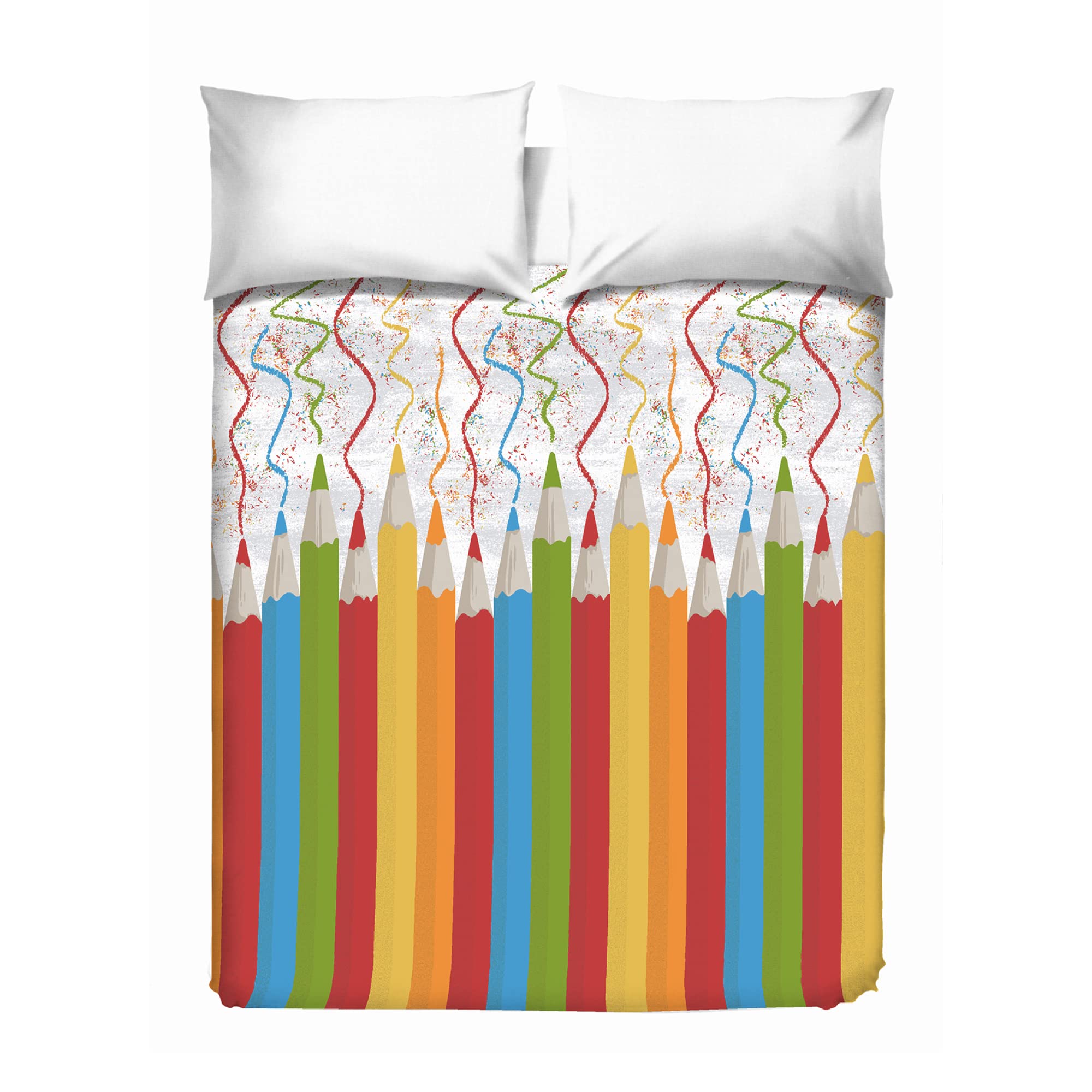 PENSIERI DELICATI Double Bed Sheet 260 x 280 cm, Single Sheet 100% Cotton Pique, Ideal as Furnishing Towel, 2 Squares Bed Blanket, Multicolor Matitoni Pattern, 100% Made in Italy