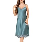 Sopesil Satin Nightgowns for Women Lace Sleepwear V-neck Silk Slip Sleepshirts Sexy Negligee Nightwear