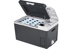 EKOJUCE 12 Volt Refrigerator Electric Cooler - 24Quart(23L) Refrigerator Compressor 12/24V DC & 110-240V AC, 12V Fridge Usable Battery