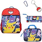 BIOWORLD Mens Pokemon Pokeball 5-Piece Backpack Set (Little Kid/Big Kid), Red, One size