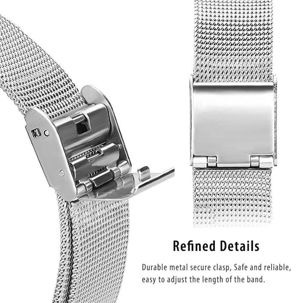 IOQSOF For Fitbit Charge 2 Bands, Milanese Loop Stainless Steel Bracelet Smart Watch Strap Newest Style Replacement Wristband for Fitbit Charge 2 Women and Men Large Small