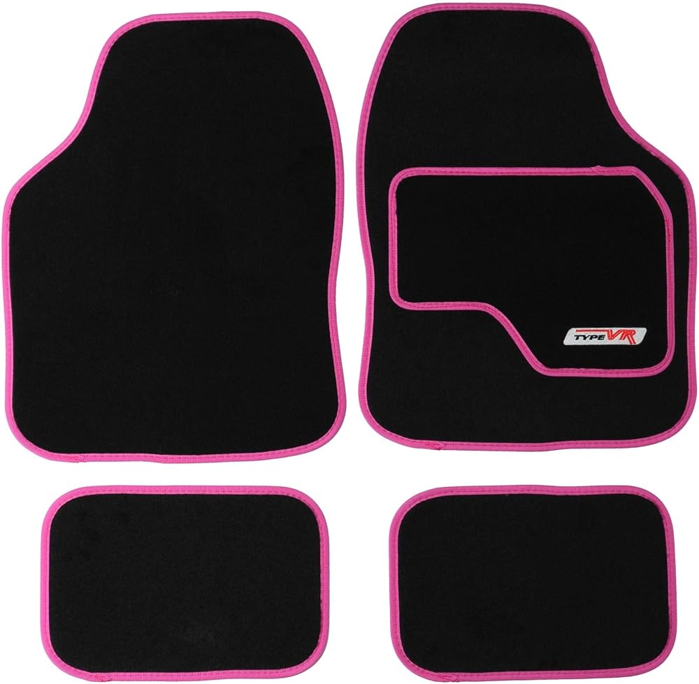 Sakura SS5309 Universal Car Mat Set Pink 4 Pieces Anti-Slip Backing