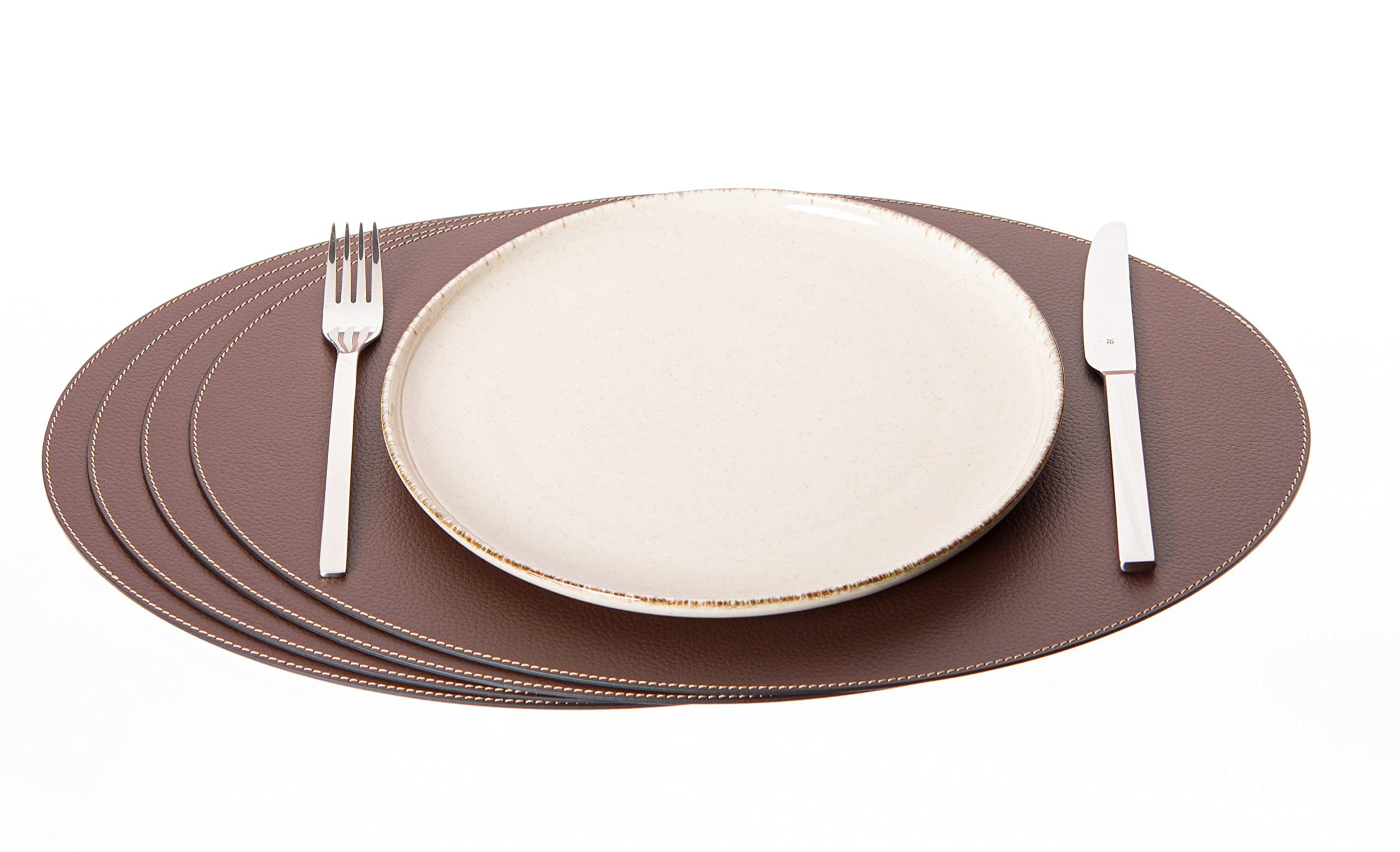 New Nikalaz Set of Oval Placemats, 4 table mats, place mats 45.7 x 33.02 cm (Brown) — image 1