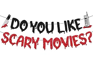 OKUSUN Movie Night Party Decoration Do You Like Scary Movies Banner Hallow Horror Movies Night Party Decor Have a Killer Scream Party Decor Halloween Bloody Slayer Murder theme Spooky Creepy Event