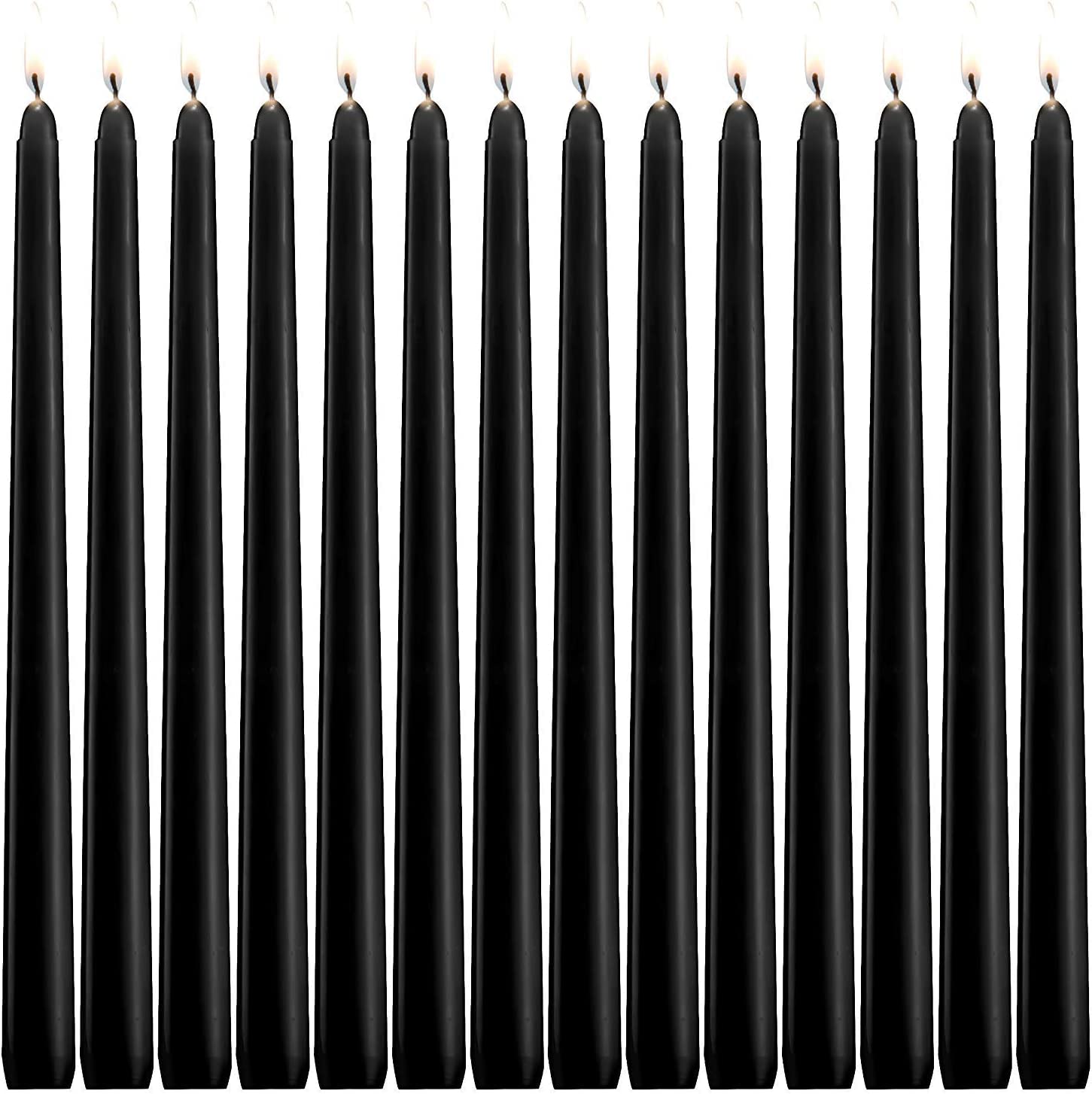 Photo 1 of 14 Unscented Black Taper Candle,10 inch Tall and 3/4 inch Thick,7.5 hrs Clean Burning,Dripless Candles for Weddings, Prayers, Festivals, Churches