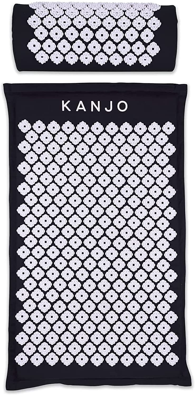 Photo 1 of Kanjo FSA HSA Eligible Premium Acupressure Mat and Pillow Set for Back Pain Relief & Neck Pain Relief, with Memory Foam Pillow, Includes Carry Bag, Black