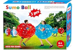 SUNSHINEMALL 2 Pack Inflatable Bumper Balls for Kids & Adults - Giant Zorb Balls (36" Red + Blue)