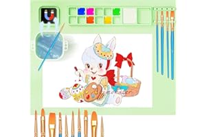 DOUBLECARE Silicone Painting Mat 20"X16", Silicone Mats for Crafts with Removable Cup,10 Paint Brushes,12 Paint Dividers and 2 Paint Dividers,Artist for Kids, Adults Gift Sculpting,Sculpting,Clay DIY Creations