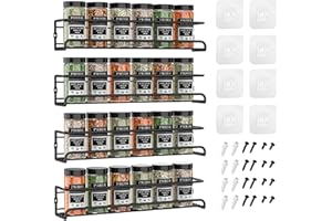 4Pcs Spice Rack Organizer Wall Mounted,Spice Rack Organizer for Inside Cupboard Door Spice Rack Hanging Shelf-Adhesive or Scr