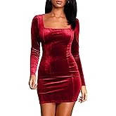 cailami Women's Sexy Bodycon Long Sleeve Velvet Elegant Mini Homecoming Party Dresses