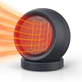 Coolfor Space Heater,PTC Ceramic Electric Desk Heater High Output Heater Fan for Home Bedroom Office Desk Indoor Use(Dark Grey)