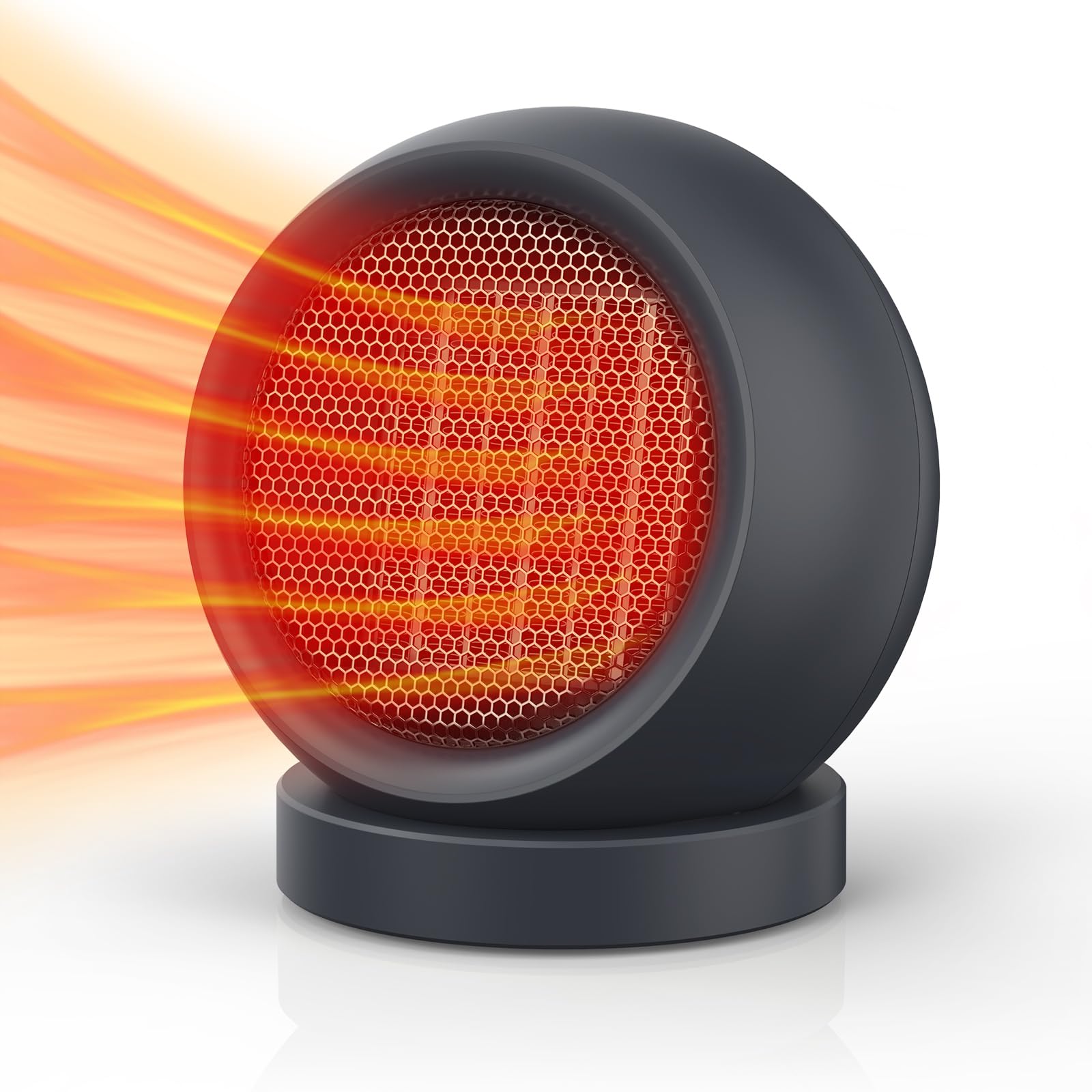 Photo 1 of Coolfor Space Heater, PTC Ceramic Electric Desk Heater High Output Heating Fan for Home Bedroom Office Desk Indoor Use(Dark Grey)