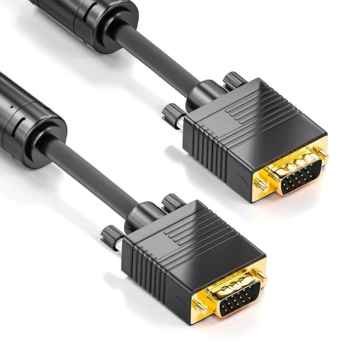 deleyCON 1,5m VGA Kabel 15pol - S-VGA Monitorkabel D-Sub-Stecker 1080p Full HD geschirmt Knickschutz 2 Ferritfilter vergoldet