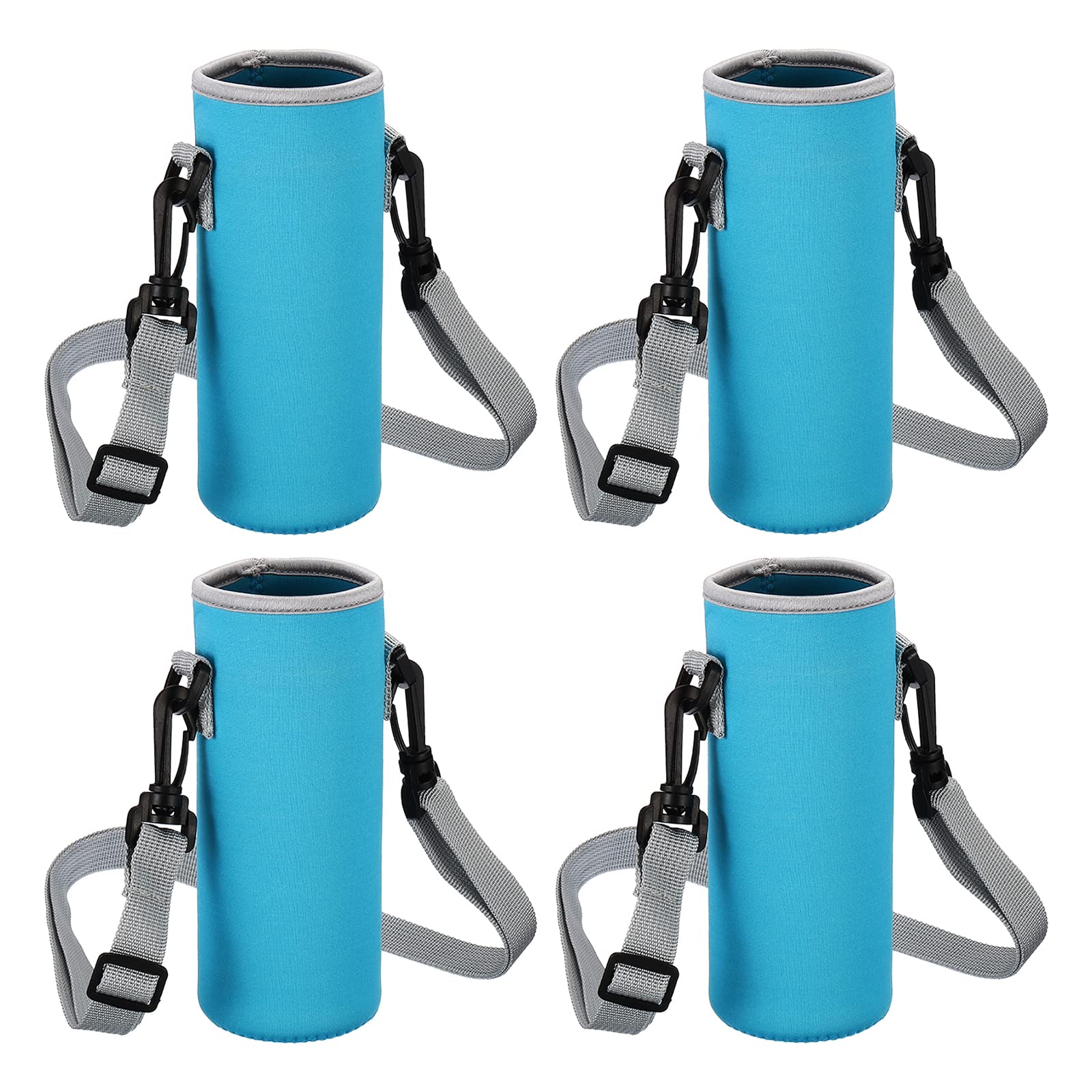 PATIKIL 67mmx185mm Water Bottle Sling Bag, 4 Pack Neoprene Portable Insulated Bottle Holder Carrier with Adjustable Shoulder Strap, Blue