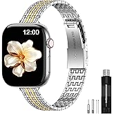 MioHHR Slim Metal Bands Compatible with Apple Watch Band Ultra3/2/1 Series 11 10 9 8 7 6 5 4 3 2 1 SE3/2/1, Thin Stainless Steel Strap for Women iWatch Band 49mm 46mm 45mm 44mm 42mm 41mm 40mm 38mm