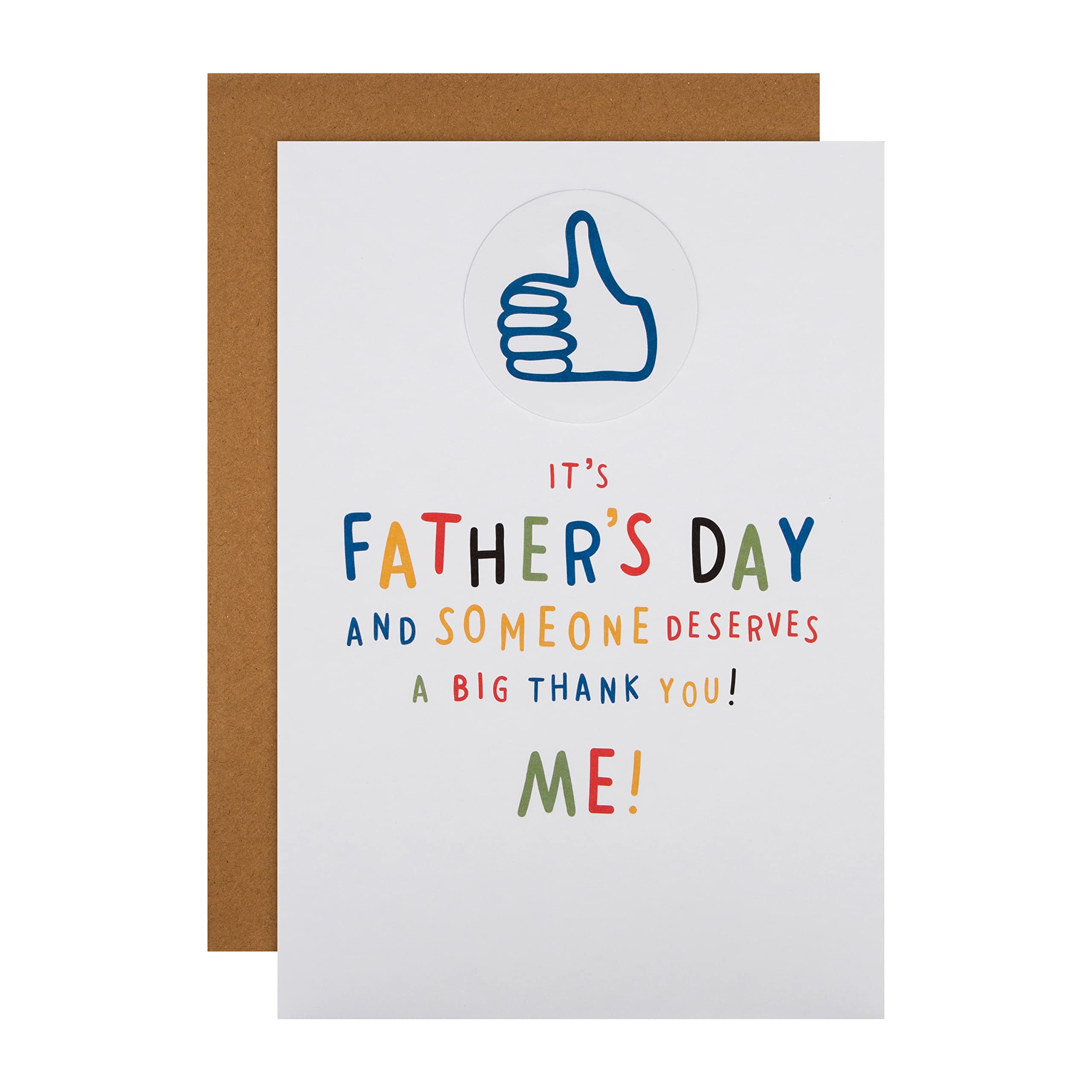 Hallmark Father's Day Card - Funny Text Design with Thumbs Up Badge