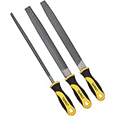 TARIST Metal File Set, 3-Piece, 8-inch,Professional Carbon Steel, Includes Flat/Half-Round/Round,Work for Metal, Wood and Mor