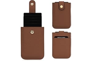 Unaone Slim Minimalist Wallet - Pull-Out Card Organizer, Soft Leather Card Case Rfid Blocking Wallet Credit Card Holder, Front Pocket Wallet for Women Men (Caramel)