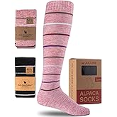 Juclise Alpaca Wool Heavyweight 15-25 mmHg Knee High Compression ​Support Socks Thick Winter Thermal Warm Soft Travel Flying