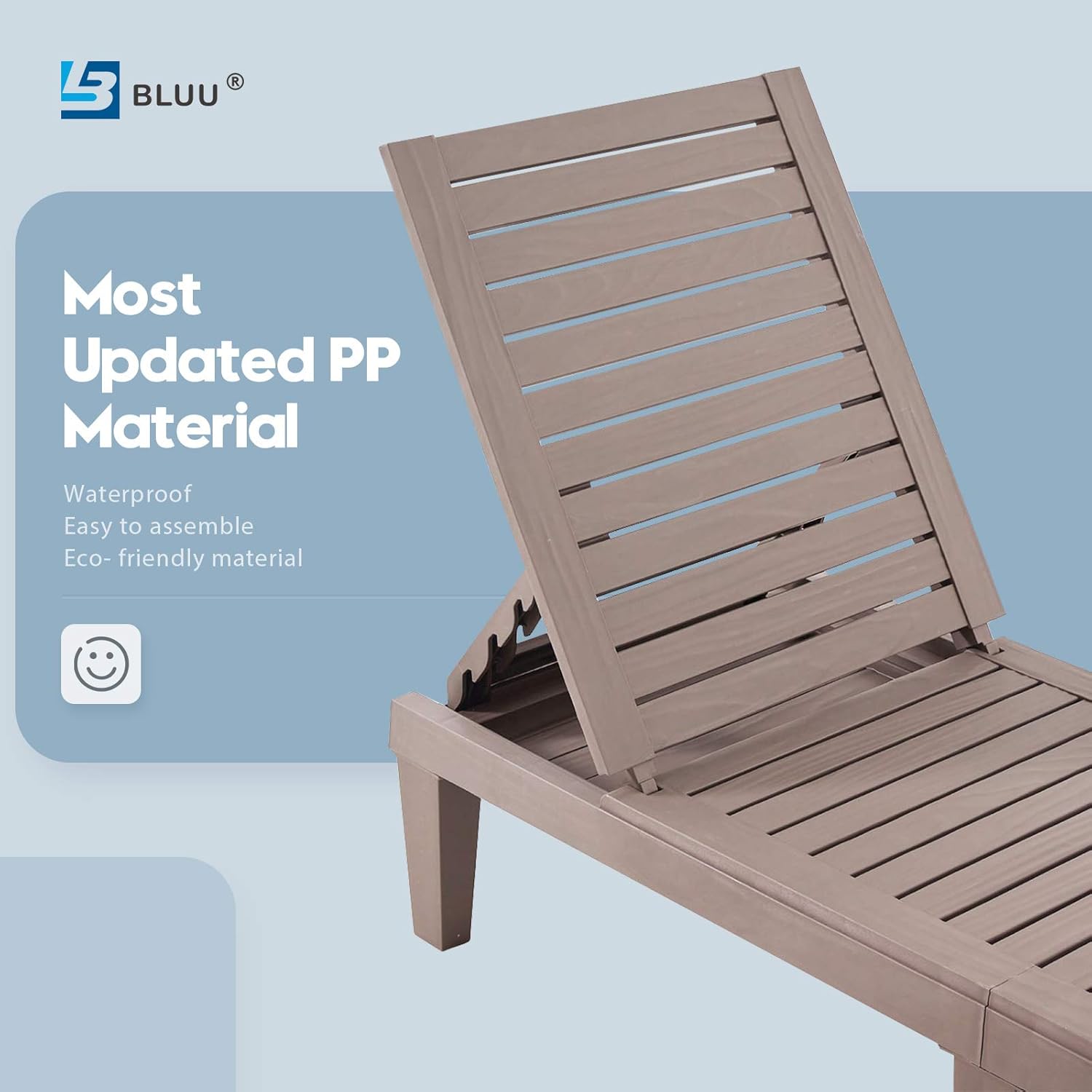 BLUU Chaise Lounge Chairs for Outdoor Patio Use | Adjustable with 5 Positions | Wood Texture Design | Waterproof | Easy to Assemble | Max Weight 330 lbs: Kitchen & Dining