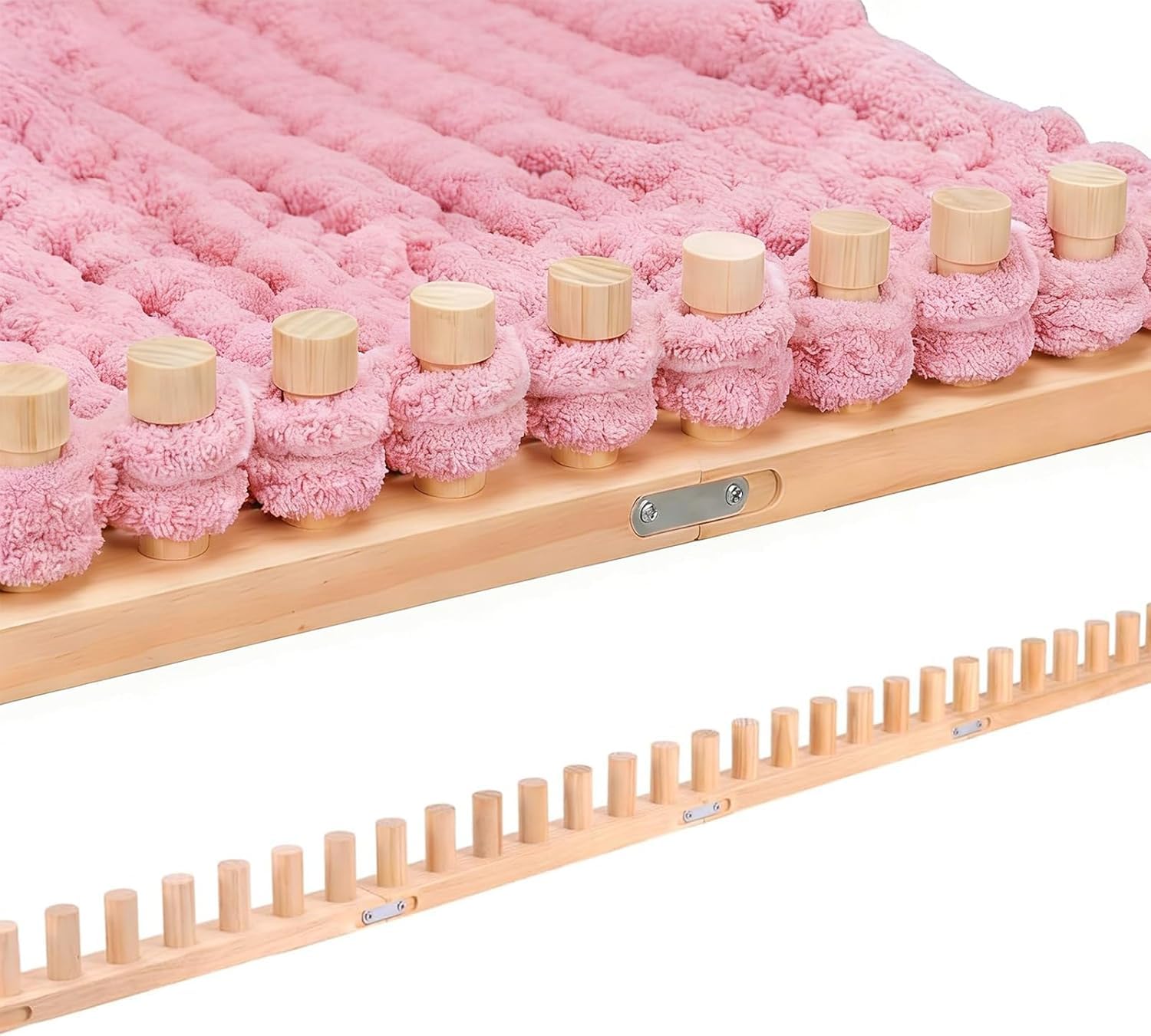 Helihuo 65”Wooden Loom for Chunky Blanket, Long Installation Free and Adjustable Foldable Portable Extra Loom, Beginner-Chunk