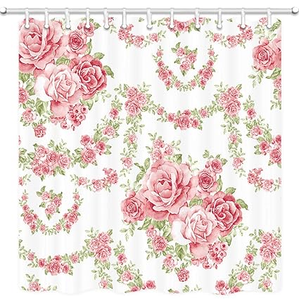 Amazon Com Jawo Rose Shower Curtains Pink Rose And Flower Vine