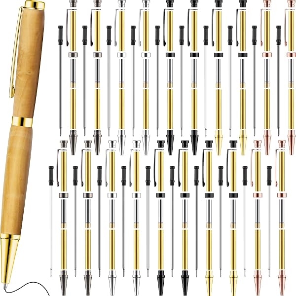Legacy Woodturning Slimline Pencil Kits - 10 Pack With Gold & Chrome Finish (0.7mm Lead Mechanism)