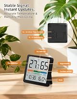 NOKLEAD Room Thermometer Hygrometer Digital Indoor Thermometer with Clock view 9