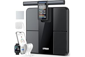 LVPIMAN Smart Scale for Body Weight and Fat,BMI,Muscle Mass 57 Body Composition Measurement,8 Electrodes Digital Bathroom Scale,with 5.25-inch VA Color Screen on Retractable Handle,485lbs