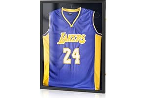 RIVANO Jersey Frame Display Case, Large Shadow Box Display Case Jersey Case Sturdy and Durable w/ UV Protection for Sports Jerseys Football Baseball Basketball Soccer Hockey Shirt and Uniform (Black)