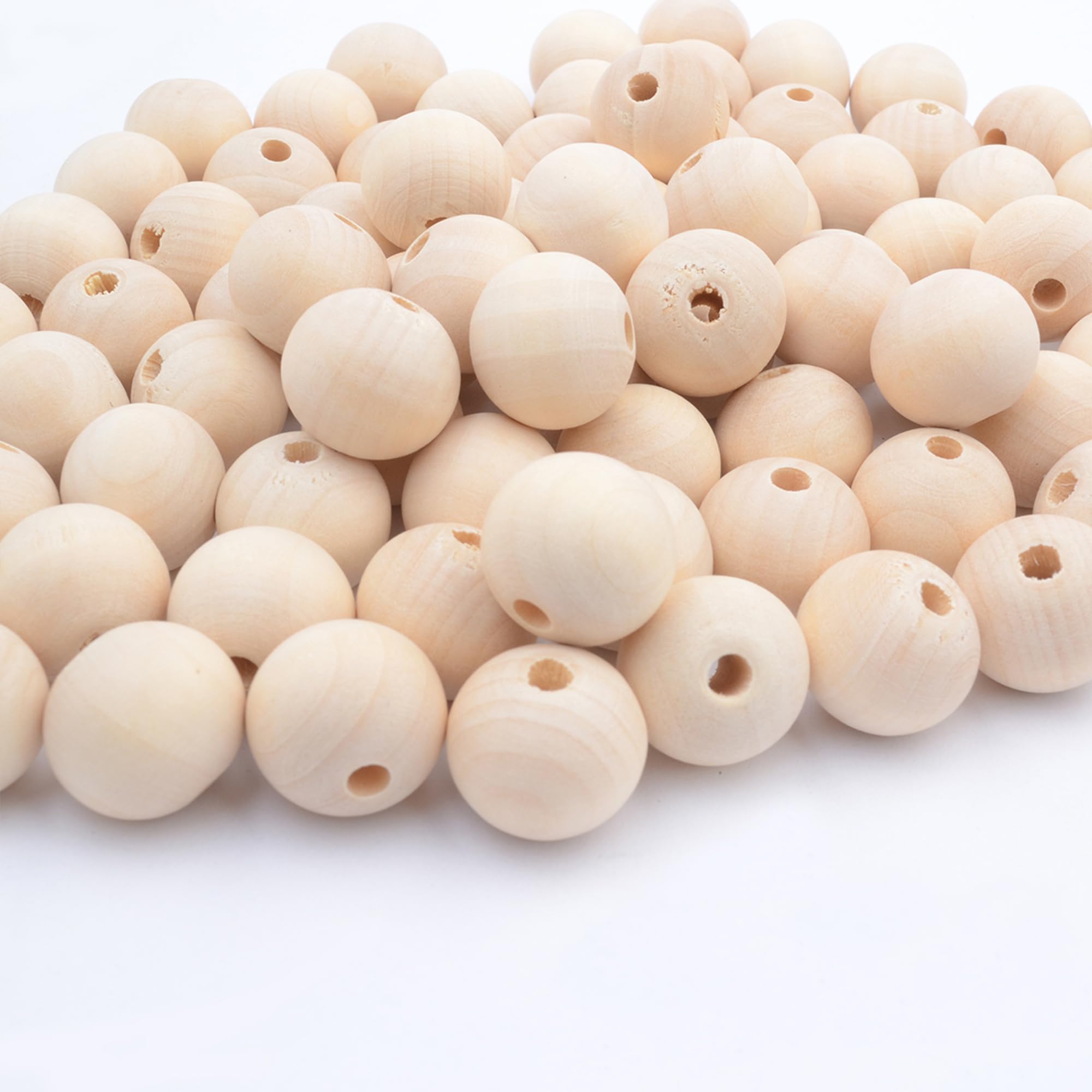 Photo 1 of 18mm Wooden Beads for Craft,100Pcs Round Natural Unfinished Wood Beads for DIY Craft,Bead Garland, Farmhouse Decor