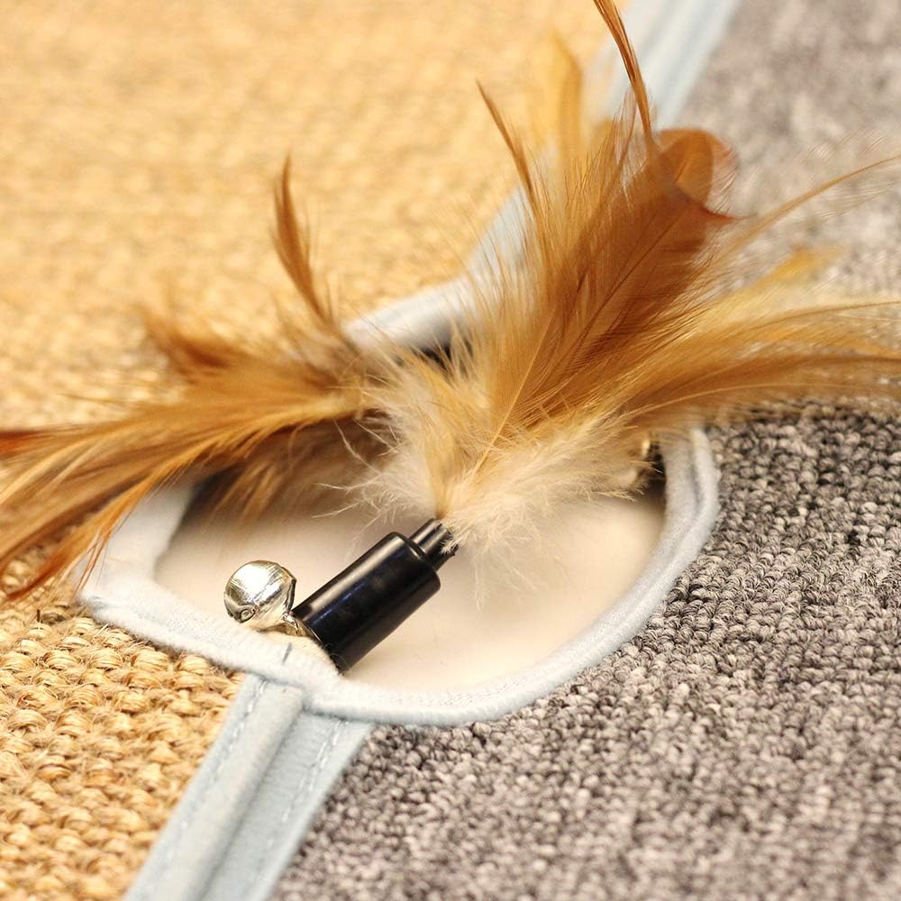 Houkiper Cat Scratching Pads Folded Sisal Carpet with Interesting Feather : Pet Supplies