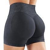 YEOREO Women's Workout Gym Shorts 4.5" Colinne Butt Lifting Hidden Scrunch Seamless Impact Booty Biker Shorts