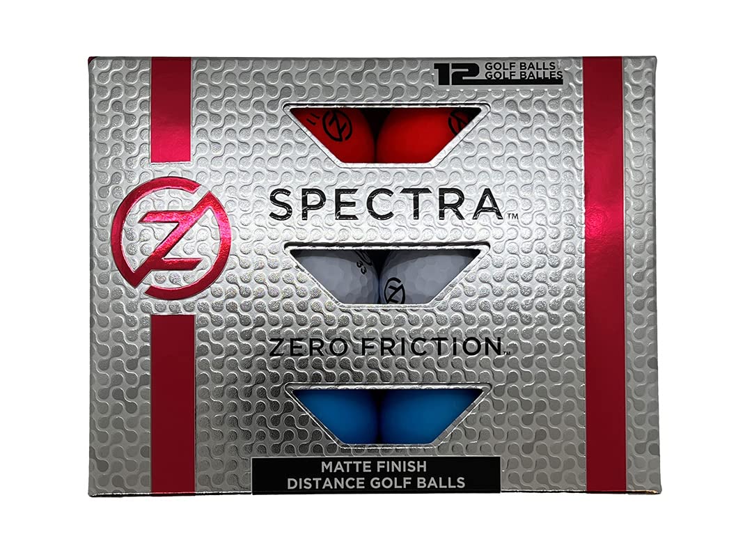 Zero Friction Spectra Dozen Golf Balls Variety Pack; Red, White, Blue