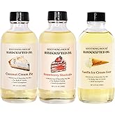 Dessert Lover Body Oil Trio – Vanilla Ice Cream Cone, Coconut Cream Pie & Strawberry Shortcake – Sweet Scented Body Oils for Women – Long-Lasting, Lightweight, Moisturizing Skin Oil Set