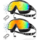 Aegend New Adult Wide View Swim Goggles, Anti-Fog/UV No Leak Swimming Goggles with Ear Plugs for Men & Women