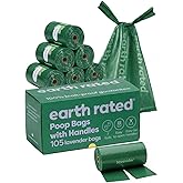 Earth Rated Dog Poop Bags with Handles on Refill Rolls, Easy-Tie on a Compact Roll, Extra Wide Opening, Guaranteed Leak-Proof
