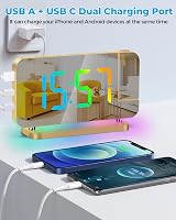 SZELAM Projection Alarm Clock 7.4 inch Mirror Display RGB Night Light USB C view 6