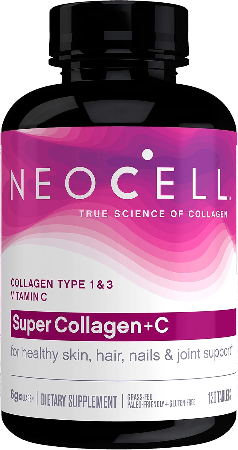 NeoCell Super Collagen with Vitamin C, 120 Collagen Pills, #1 Collagen Tablet Brand, Non-GMO, Grass Fed, Gluten Free, Collagen Peptides Types 1 & 3 for Hair, Skin, Nails & Joints (Packaging May Vary): Health & Personal Care