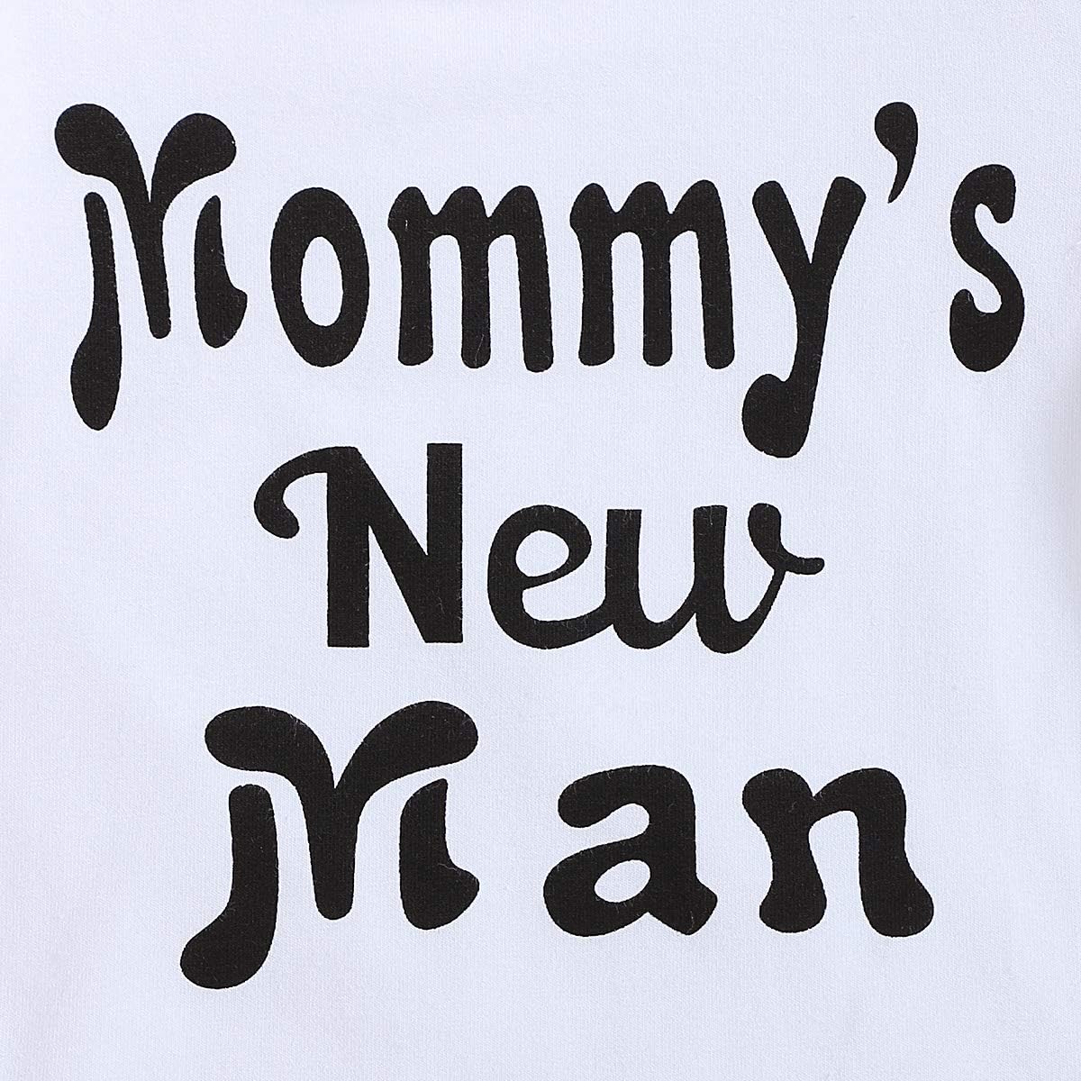 3Pcs Baby Boy Clothes Mommy's New Man Print Bodysuit Summe Cotton Short Sleeve Romper Moustache Pants+Hat Outfits Set: Clothing