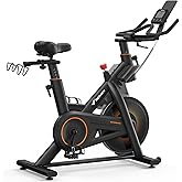 Merach Exercise Bike for Home Gym, Low Noise Stationary Bike with Automated Manual Magnetic Resistance, Indoor Workout Bike with Self-Developed App, 300/350 Lbs Weight Capacity