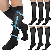 Shellwei 3 Pairs Sheer Compression Socks 20-30 Mmhg Knee High Compression Stockings Support Hose for Women