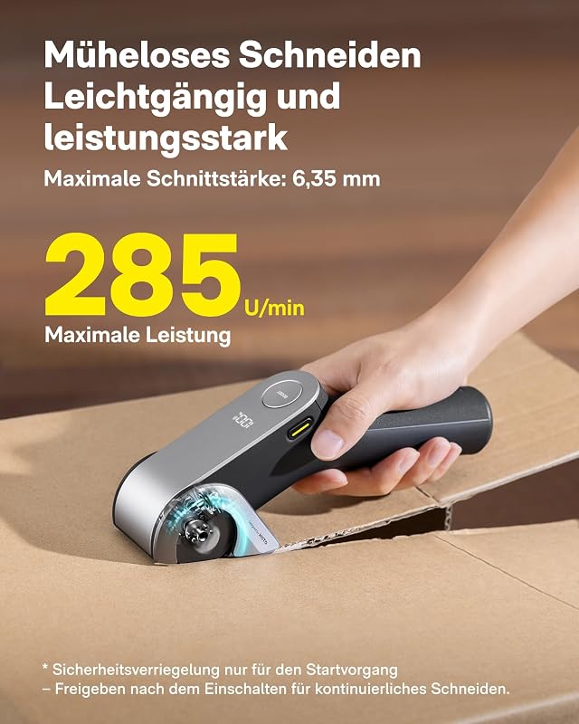 Kartonschneider Elektrisch, Titanklinge LED Display Elektrische Schere