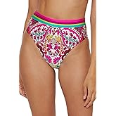 Trina Turk Womens Hawaiian Garden High Waisted Bikini Bottom, Floral Print, Cheeky Coverage, Swimwear Separates for Women