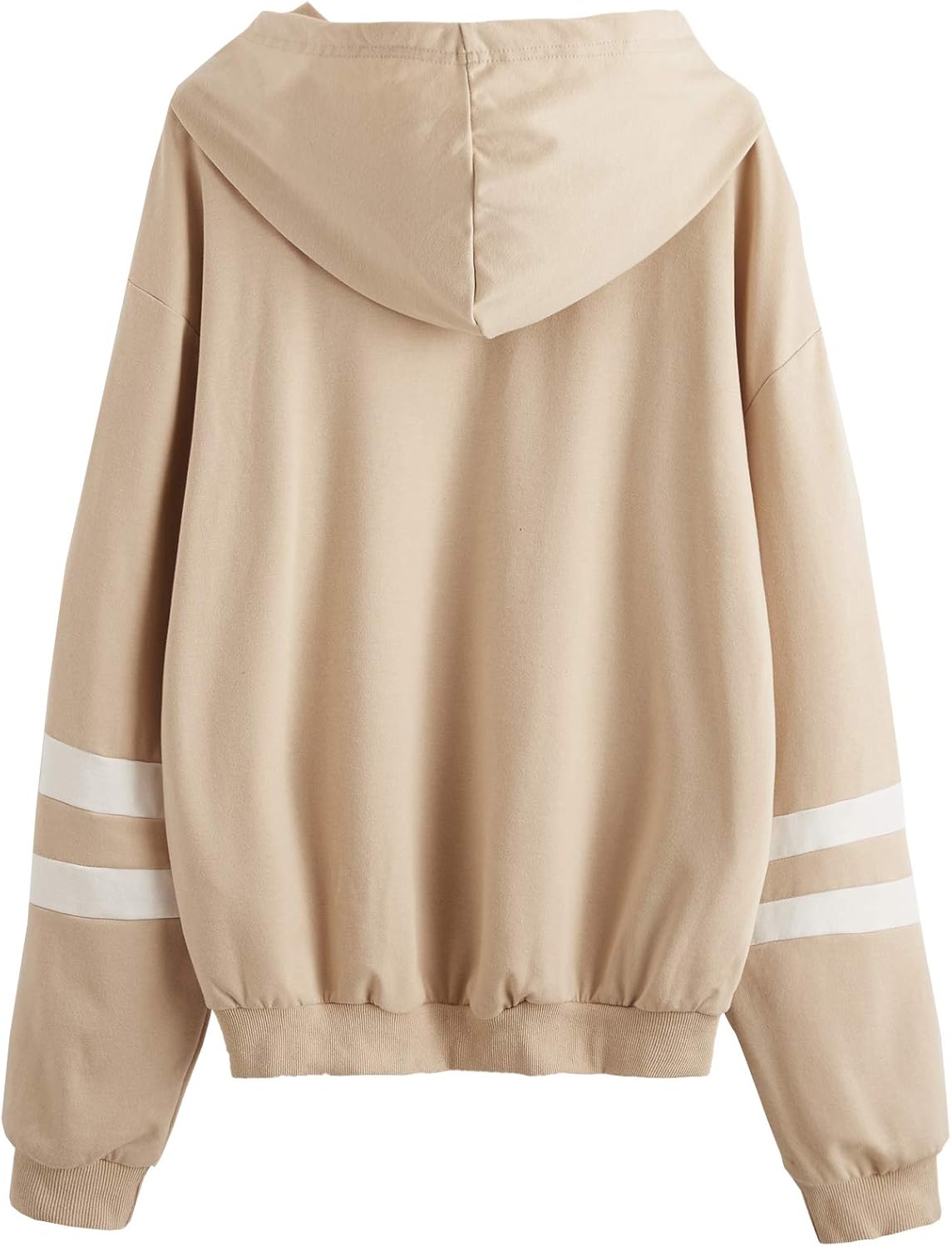 rose patch stripe sleeve drawstring hoodie