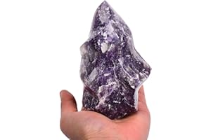 AMOYSTONE Purple Lepidolite Crystals Tower Flame Shaped Stone Energy Meditation Healing Crystal Home Decor 2.2-2.8 Pound