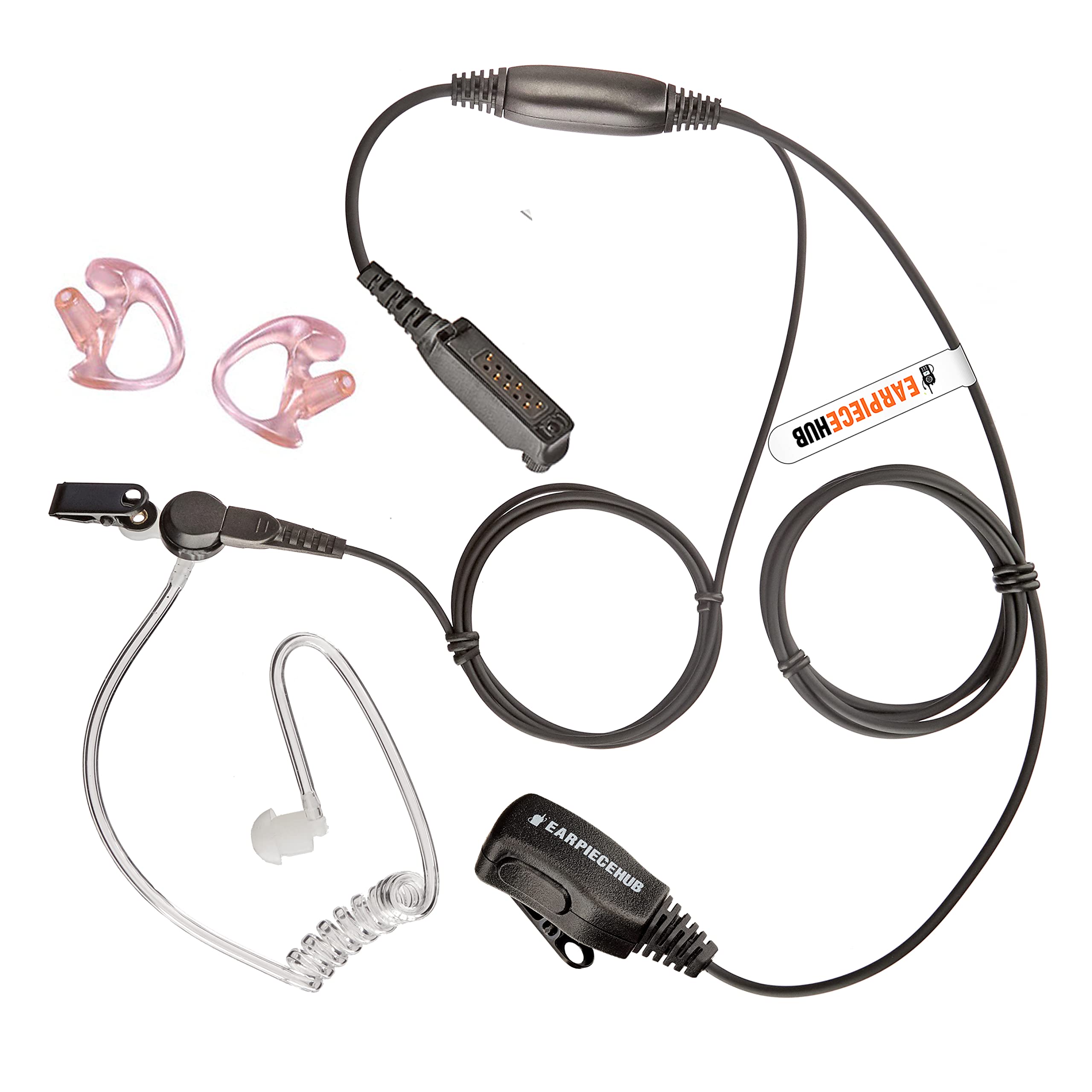 Covert Acoustic Earpiece Headset with Earmoulds Compatible with Sepura STP8000, STP9000 Radios