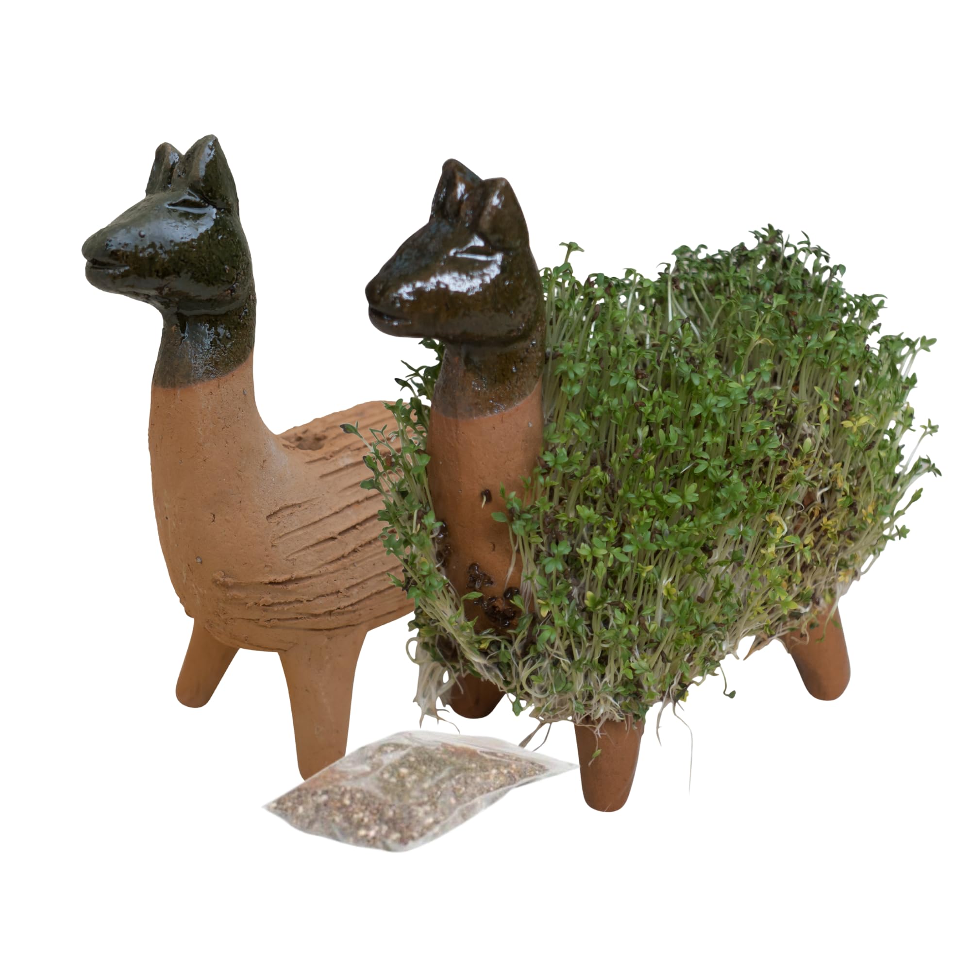 Tumia LAC Grow Your Own Kits, Llama Cress Ceramic Figure, Gifts for Women and Men, Garden Ornament, Figure Height 18 cm Including Seeds