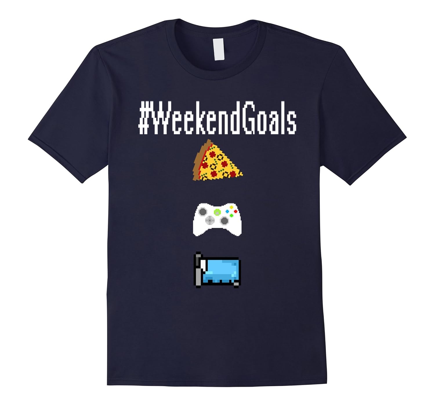 Weekend Goals Pizza Gaming Sleep T-Shirt Funny Gamer Tee-Rose