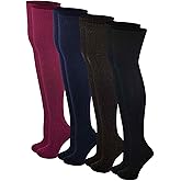 4 pairs Sumona Women Wool Cable Knit Knee High / Thigh High/ Crew Winter Boot Socks 9-11 (4 Pairs Over Knee High, 9-11)